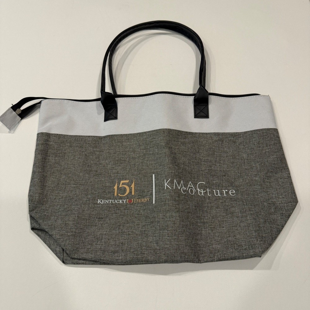 Kentucky Derby 151 KMAC Couture Tote Bag Gray White Zipper Souvenir Tote